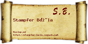 Stampfer Béla névjegykártya